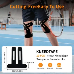 Waterproof Pre-Cut Cotton Kinesiology Tape Single Patch Elastic for Knee Soccer
