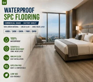 Waterproof SPC Rigid Core Vinyl Plank Flooring, 20mil Wear Layer, Click Installation for Commercial and Residential Use