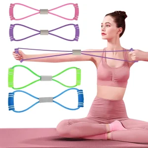 Wear-Resistant TPE 8-Shape Resistance Band Comfort Grip Stretch Rope for Home Workout
