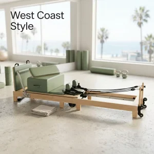 West Coast Style Folding Wood Pilates Reformer Yoga Bed Foldable Studio Fitness Equipment
