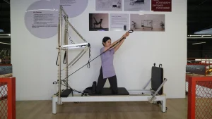 White Aluminum Pilates Reformer MJD-W41 Half Tower Workout Bed for Commercial Studios