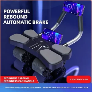 Widened Four-Wheel Plastic Ab Roller with Automatic Rebound and Elbow Support for Home Core Training