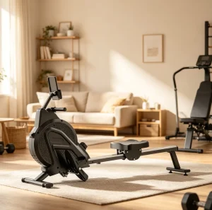 Wind Resistance Foldable Indoor Rower Ergonomic Frame Adjustable Tension Rowing Machine Full Body Cardio Workout
