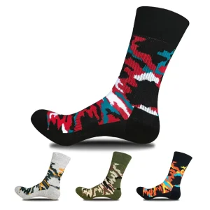 Winter Camouflage Crew Socks for Men and Women, Thick Terry Sole, Breathable, Hiking Trekking Basketball Running