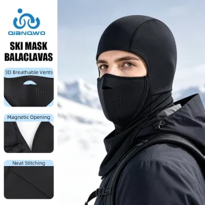 Winter Custom Magnetic Ski Mask Full-Face Balaclava Neck Gaiter Outdoor Windproof Warm Fleece-Lined Hood