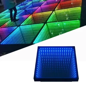 Wireless 3D Mirror LED Dance Floor, Magnetic, 2 ft x 2 ft, Infinity Effect