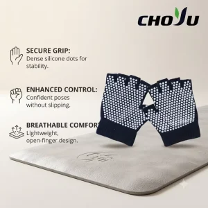 Women Non Slip Yoga Gloves Five Finger Half Finger Breathable Pilates Gloves for Gym Workout Training