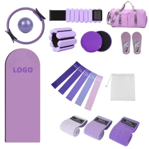 Women’s Core Training Set with Yoga Mat, Pilates Ring, Resistance Bands, Ankle Weights and Carry Bag