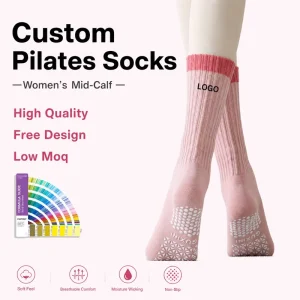 Women’s Crew Cotton Pilates Socks Breathable Non-Slip Grip Yoga Sport Socks OEM