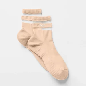 Women’s Crew Sport Socks with Anti Slip Sole, Embroidery and Seamless Design for Gym, Yoga and Pilates