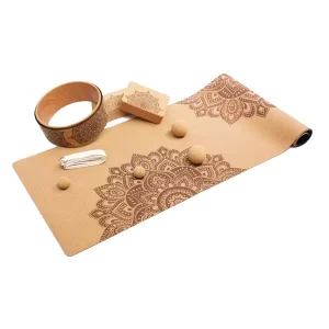 Women’s Eco-Friendly 2mm and 5mm Non-Slip Natural Cork Yoga Mat Set