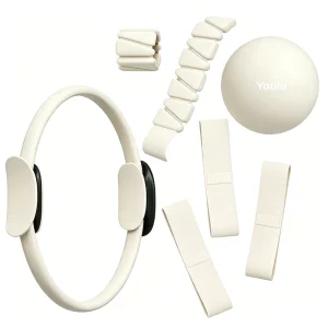 Women’s Home Pilates Kit with Silicone Wrist Weight, Ball, Magic Circle, and Fabric Resistance Band