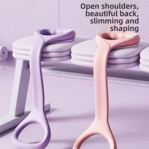 Women’s Purple and Pink Rubber Tensioner Back Training Elastic Band Rope for Home Yoga