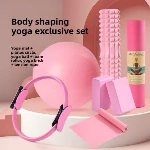 Women’s Yoga Set with Pilates Ring for Home Exercise, Stretching and Squats Resistance Training
