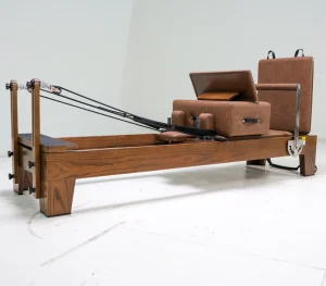 Wood Grain Pilates Reformer with Matching Pads Jump Box and Alloy Structure
