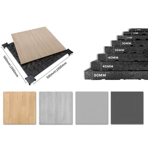 Wood Grain Vinyl Flooring Anti shock Fitness Protective Rubber Tiles Wooden Dance Floor Easy to Clean