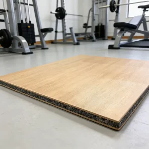 Wood Pattern PVC and Rubber 15mm Interlocking Flooring Tiles Shock-Absorbing for Fitness Gyms