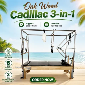 Wood Pilates Cadillac Reformer MJD W25 Oak 3 in 1 Machine for Commercial Studio Gym