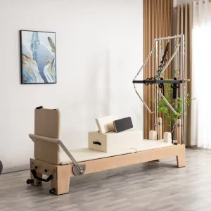 Wood Pilates Reformer with Tower System for Home and Studio
