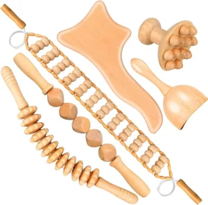 Wood Therapy Massage Tool Kit with Lymphatic Drainage and Maderoterapia Rollers