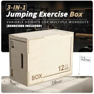 Wooden 3-in-1 Plyometric Jump Box for Home Gym Training