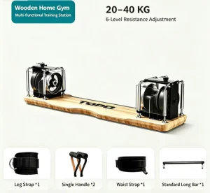 Wooden Base Magnetic Resistance Cable Machine Home Mini Flywheel Power Station Multifunctional Full Body Workout Trainer