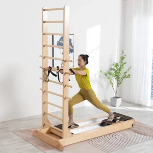 Wooden Double-Track Pilates Wall Ladder for Home Studio
