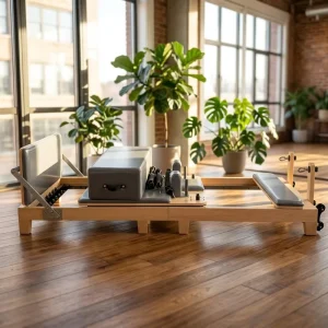 Wooden Folding Pilates Trainer with Oak Frame for Studio, Gym and Rehab Training