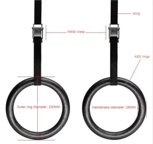 Wooden Gymnastic Blue Grip Rings, Portable Kindergarten Steel Rings