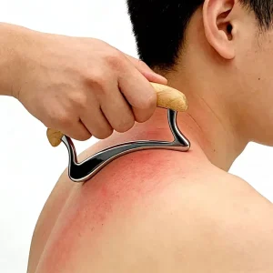Wooden Handle Stainless Steel Gua Sha Tool for Full-Body Deep Tissue Massage and Myofascial Release