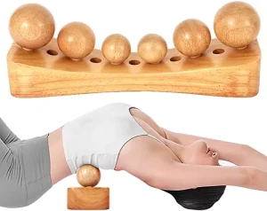 Wooden Muscle Release Tool with 6 Massage Heads for Back and Psoas Massage