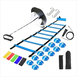 Workout Football and Soccer Training Equipment Set with Resistance Bands, Discs, Running Parachute, Agility Ladder, and Speed Training Gear