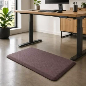 Woven PU Anti-Fatigue Floor Mat, Non-Slip Rubber Backing, 0.6-1 In. Thick, Stain-Resistant, Waterproof, Antimicrobial