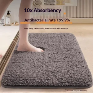 Woven Polyester Square Bathroom Door Mat, Super Absorbent, Non-Slip