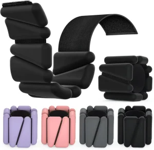 Wrist & Ankle Weights 2Pack Adjustable Wearable Iron Silicone Women/Men Bangles for Walking Yoga Pilates Gym Arm Leg Workout 2lb