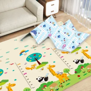 XPE Foam Baby Crawling Play Mat, Double-Sided, Non-Toxic, Large Cartoon Pattern, Foldable