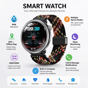 YD820 Magnetic Outdoor Smartwatch GPS Compass IP68 Waterproof AMOLED Display 11-30 Day Battery Life Multi-Sport Unisex