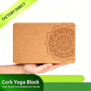 Yoga Accessories Multi-Piece Set with Natural Cork Yoga Block and High-Density Foam Brick