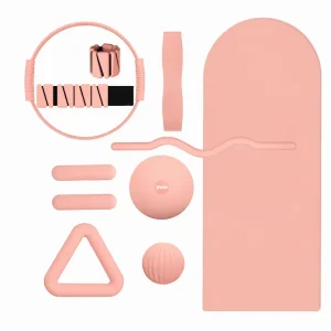 Yoga Ball and Mat Pilates Fitness Kit with Magic Circle, Silicone Ankle Weight and Stretch Band