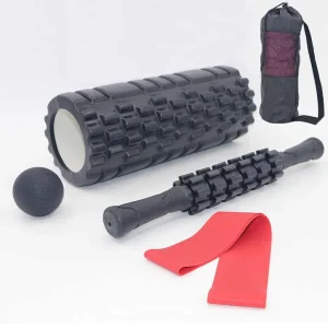 Yoga Foam Roller Set with Muscle Roller Stick, Massage Ball, and Shaft Roller for Pilates Fitness