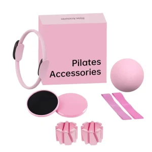 Yoga Mat Pilates Kit with Pilates Ball, Silicone Yoga Block, Ankle Weight, Hand Weight, and Resistance Band