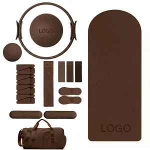 Yoga Mat and Dumbbell Pilates Set with Ankle and Wrist Weights, Barbell, Power Ring and Silicone Accessories