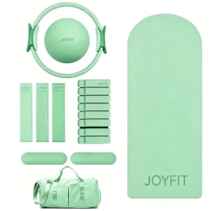 Yoga Mat and Silicone Pilates Kit with Dumbbells, Ankle and Wrist Bands, Barbell and Power Ring