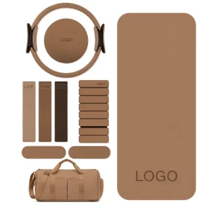 Yoga Pilates Equipment Accessories Set with Mat, Ring, Ankle Weights, and Bands for Stretching and Core Fitness