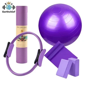 Yoga Pilates Equipment Kit with Yoga Mat, Ball, Block, and Pilates Ball Accessories