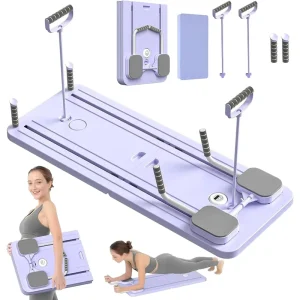 Yoga Pilates Equipment Set with Abdominal Wheel and Multifunctional Board for Home Fitness