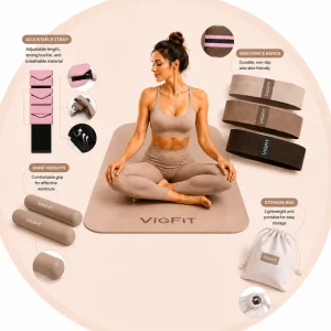 Yoga Pilates Fitness Set with Mat, Resistance Bands, Ball and Pilates Ring