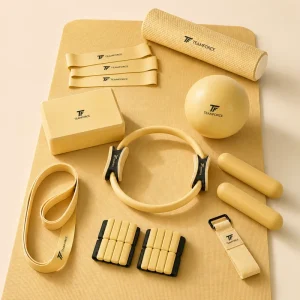 Yoga Pilates Kit with Eco TPE Mat, Block, Foam Roller, Bands and Pilates Ring for Home and Postpartum Training