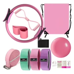 Yoga Pilates Kit with Pilates Ring, Ball, Booty Bands & Yoga Bands for Stretching