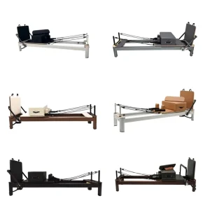 Yoga Pilates Studio Full Track Sliding Bed Black Aluminum Adjustable Reformer Machine with Box Jump Board